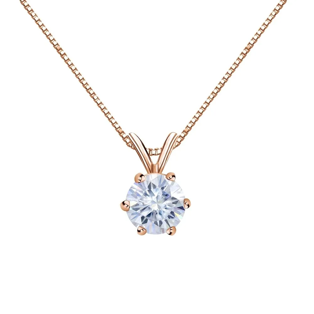 Auriya 14k Gold 1/2ctw Round Solitaire Moissanite Necklace 6-prong Basket - 5 mm - 5 mm sold by Zulily product image thumbnail 3