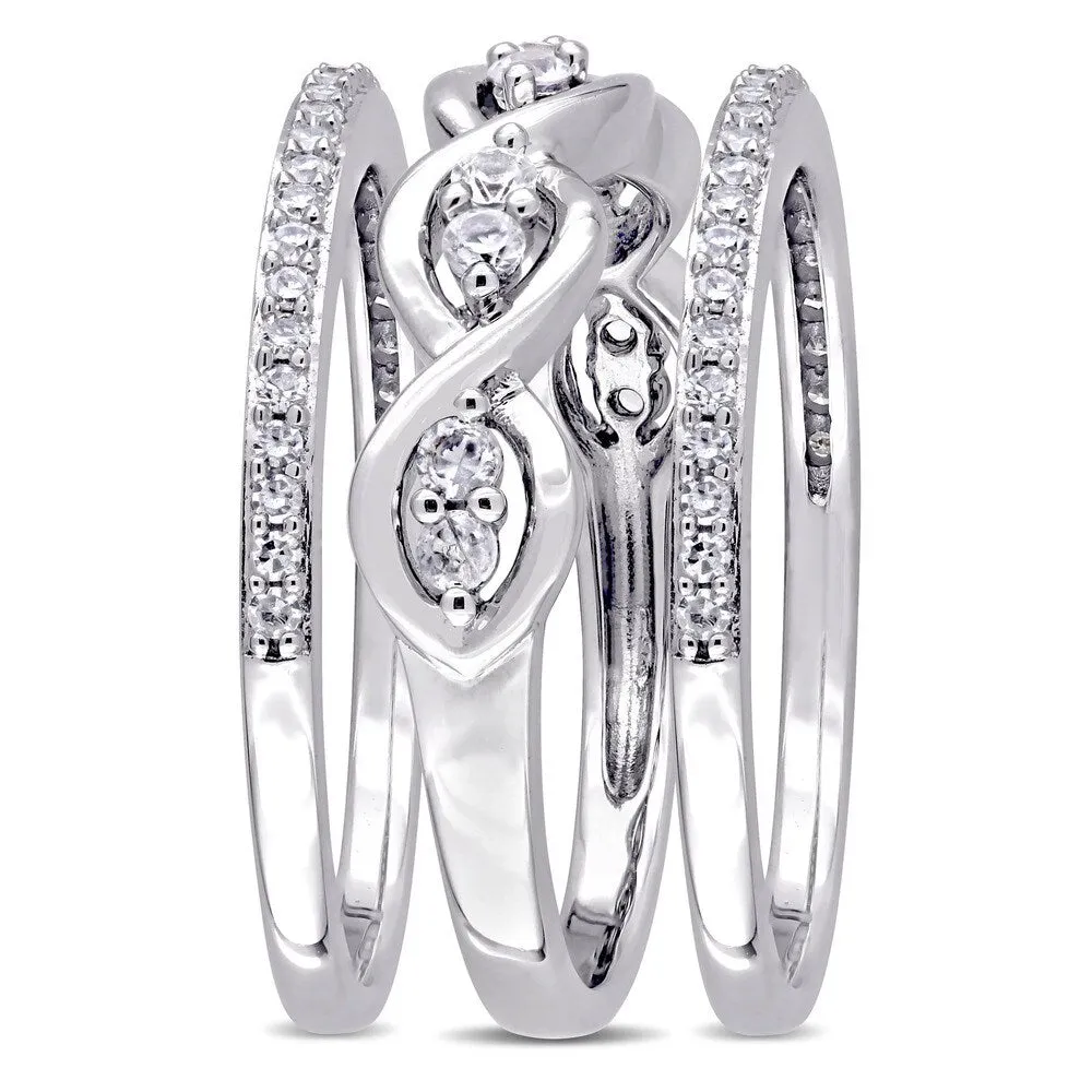 Miadora Signature Collection 14k White Gold 1/4ct TDW Diamond and White Sapphire 3-Piece Infinity Ri sold by Zulily product image thumbnail 2