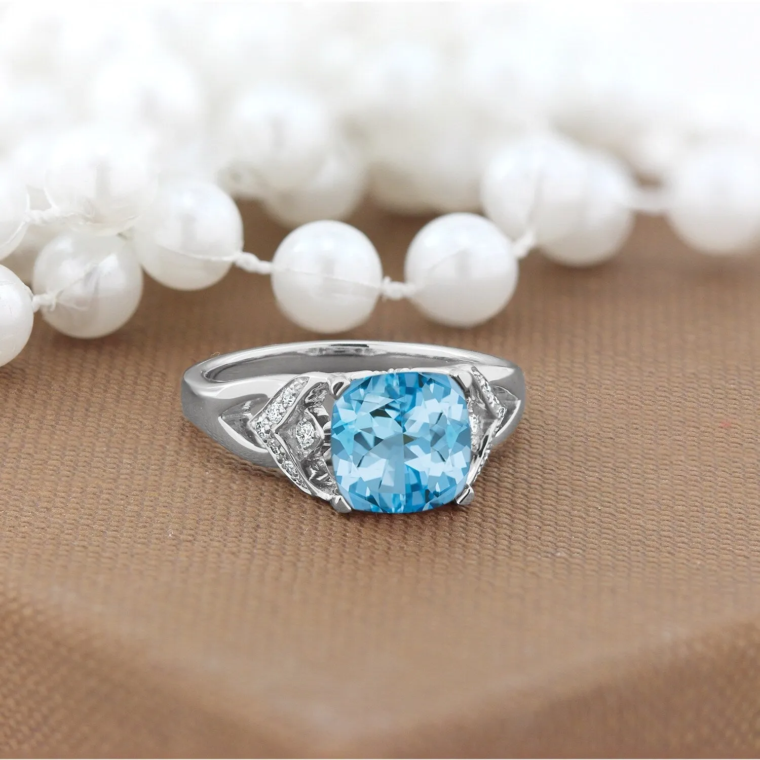 Auriya Modern 2 3/8ct Cushion-cut Sky Blue Topaz and Diamond Engagement Ring 1/6ctw 14k Gold sold by Zulily