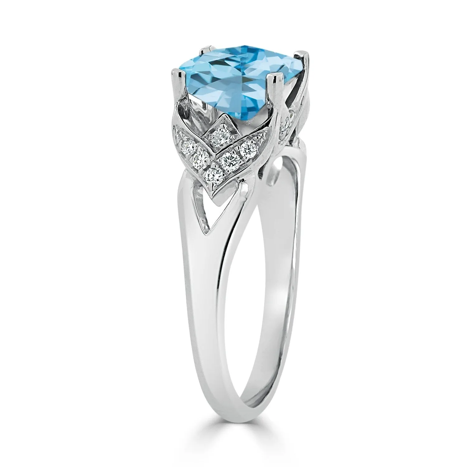 Auriya Modern 2 3/8ct Cushion-cut Sky Blue Topaz and Diamond Engagement Ring 1/6ctw 14k Gold sold by Zulily product image thumbnail 4