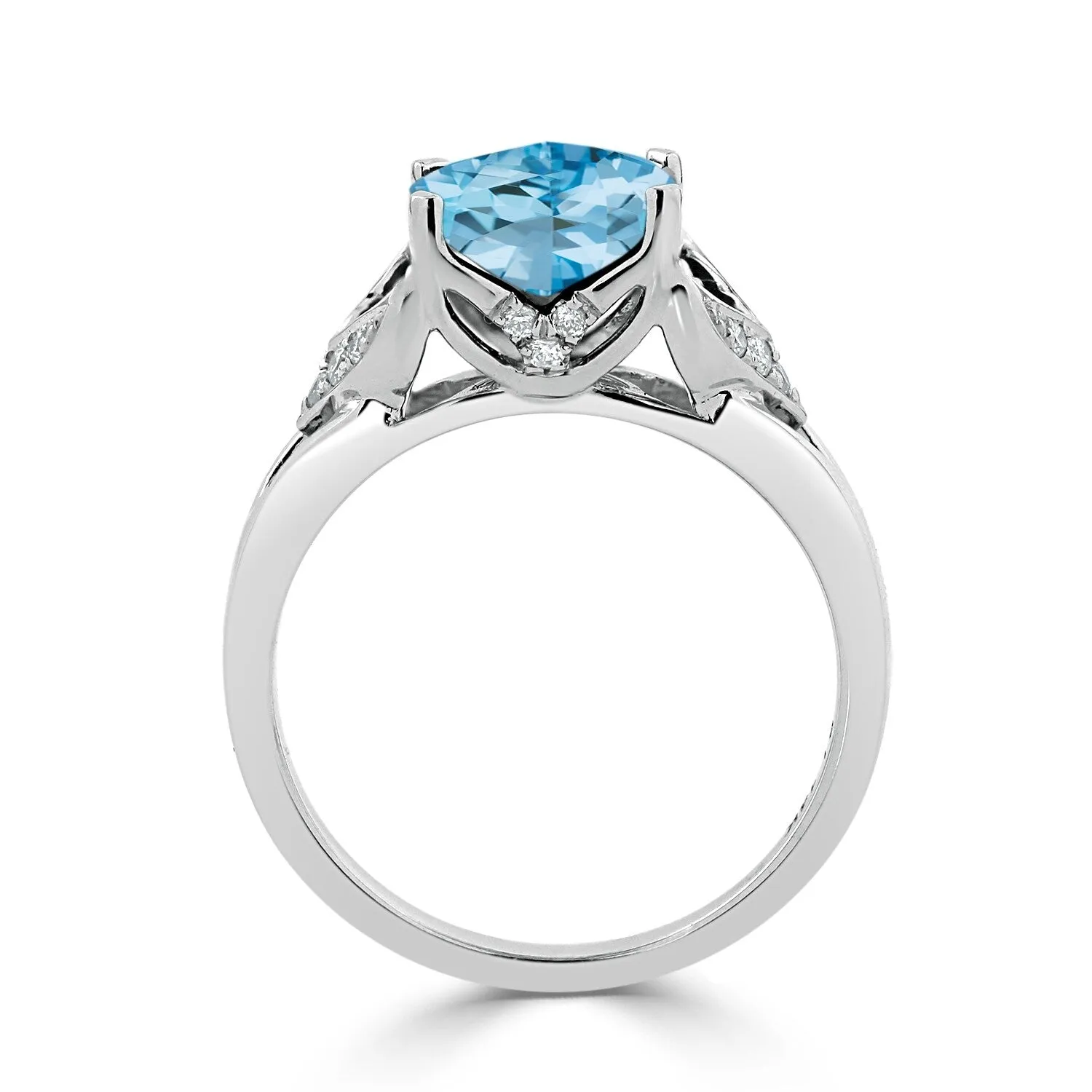 Auriya Modern 2 3/8ct Cushion-cut Sky Blue Topaz and Diamond Engagement Ring 1/6ctw 14k Gold sold by Zulily product image thumbnail 5