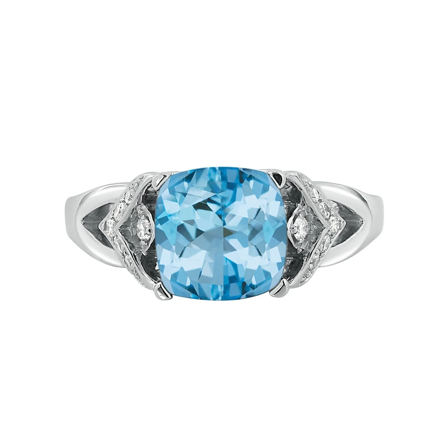 Auriya Modern 2 3/8ct Cushion-cut Sky Blue Topaz and Diamond Engagement Ring 1/6ctw 14k Gold sold by Zulily product image thumbnail 2