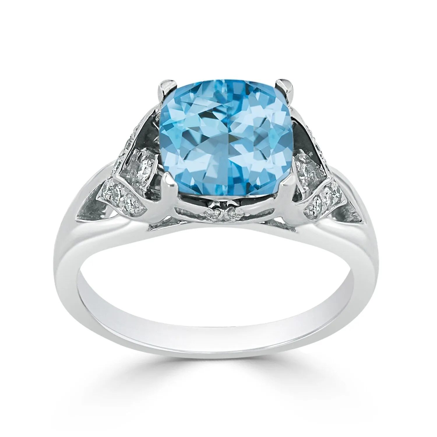 Auriya Modern 2 3/8ct Cushion-cut Sky Blue Topaz and Diamond Engagement Ring 1/6ctw 14k Gold sold by Zulily product image thumbnail 3
