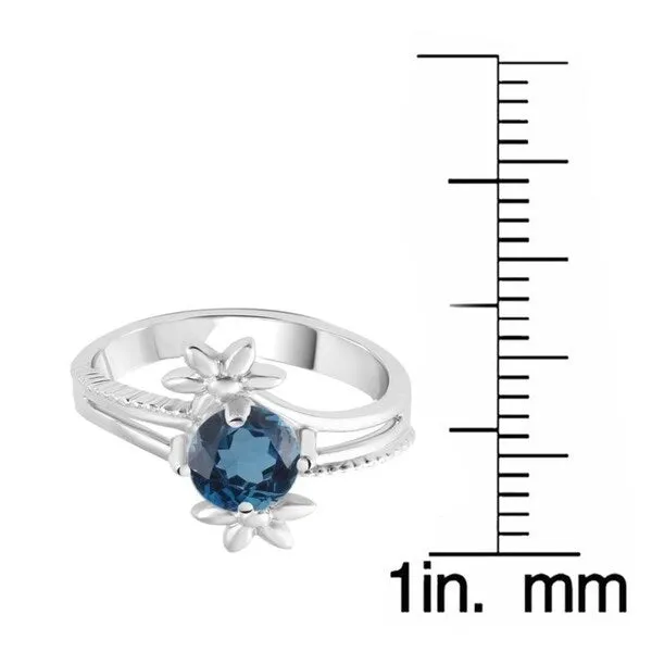 Sterling Silver with Natural London Blue Topaz Flower Ring sold by Zulily product image thumbnail 2