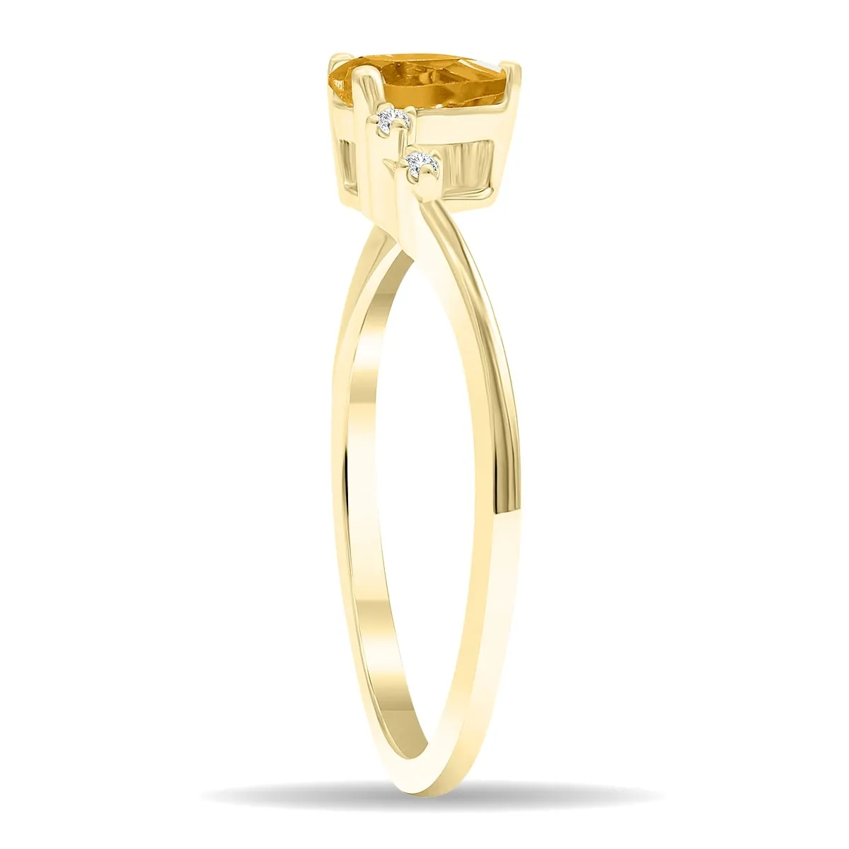Women's Pear Shaped Citrine and Diamond Wave Ring in 10K Yellow Gold sold by Zulily product image thumbnail 2