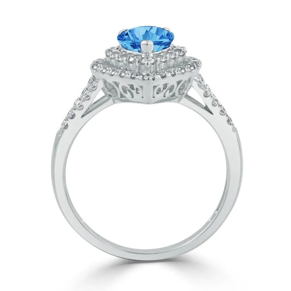 Auriya 1 1/3ct Pear-cut Blue Topaz and Halo Diamond Ring 5/8ctw 18K Gold sold by Zulily product image thumbnail 4