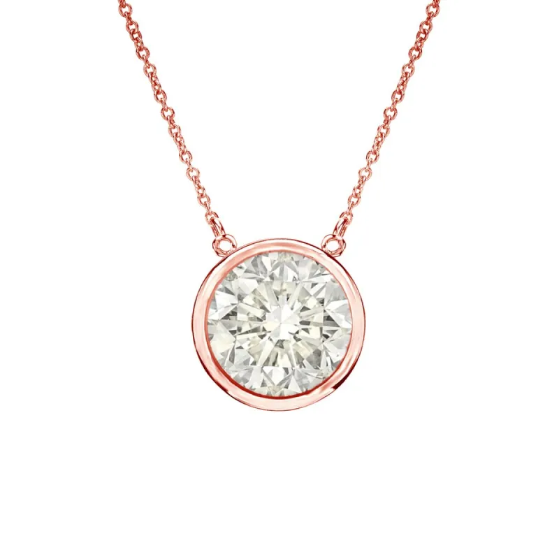 Auriya 1ctw Round Solitaire Diamond Necklace 14k Gold Bezel-set - 6.5mm sold by Zulily