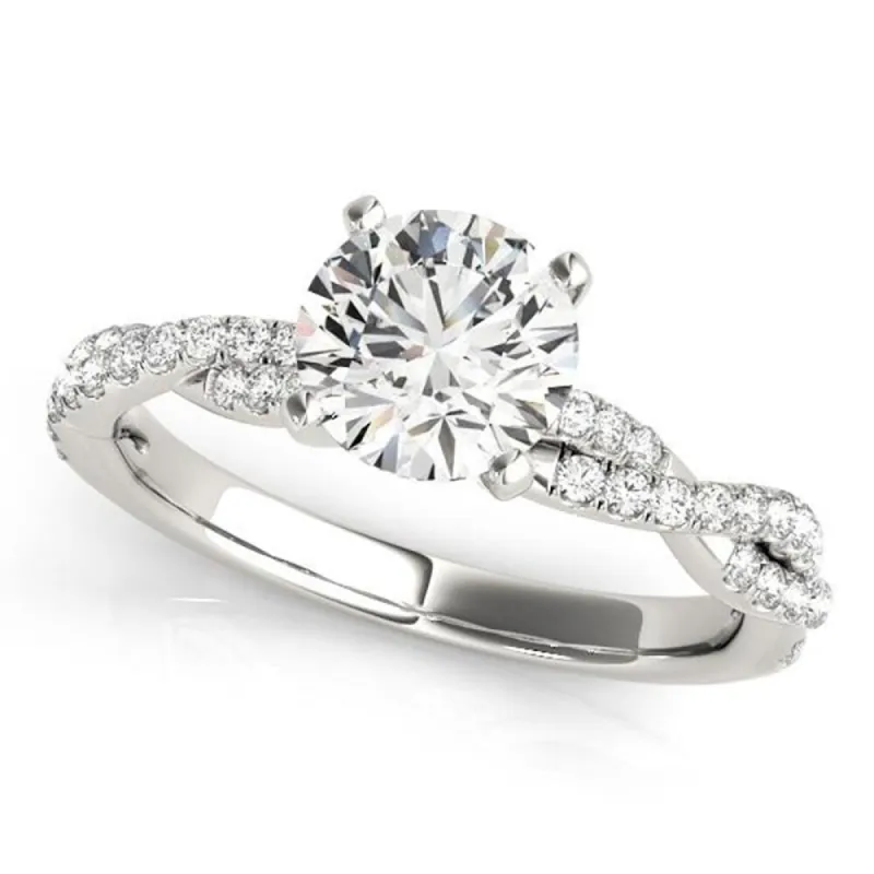 Auriya 14k Gold Twisted Round 2 1/2ct Moissanite and 1/5ctw Diamond Engagement Ring sold by Zulily