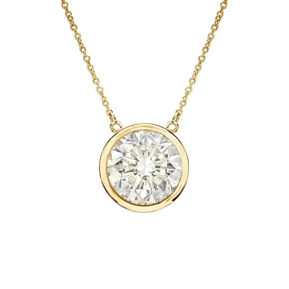 Auriya 1ctw Round Solitaire Diamond Necklace 14k Gold Bezel-set - 6.5mm sold by Zulily product image thumbnail 2