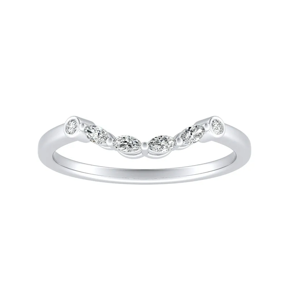Auriya Platinum 1/10ctw Round and Marquise Diamond Wedding Band sold by Zulily