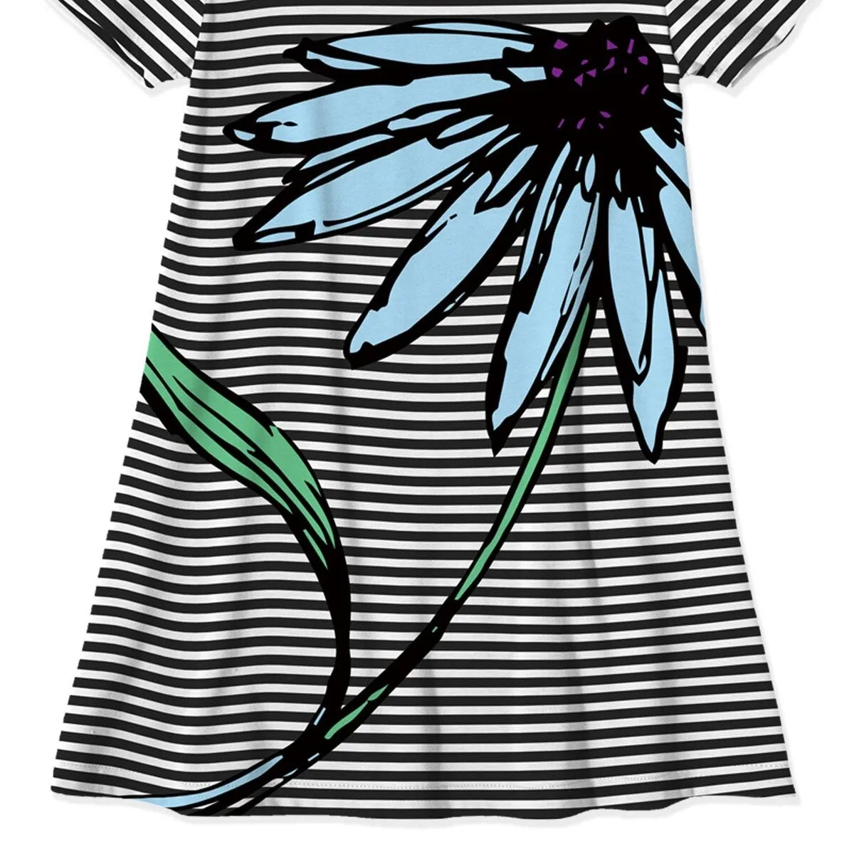 Black & White Stripe & Daisy Print Tunic & Leggings sold by Zulily product image thumbnail 2