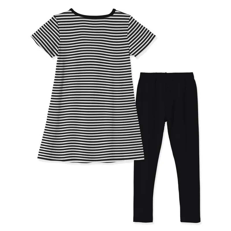 Black & White Stripe & Daisy Print Tunic & Leggings sold by Zulily