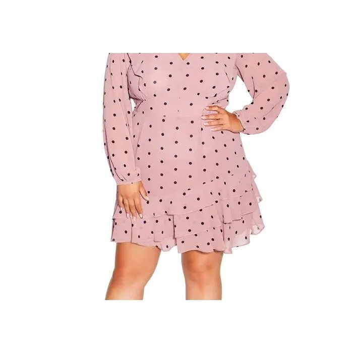 City Chic Women's Sabrina Polka Dot Long Sleeve Dress Pink Size XS sold by Zulily product image thumbnail 2