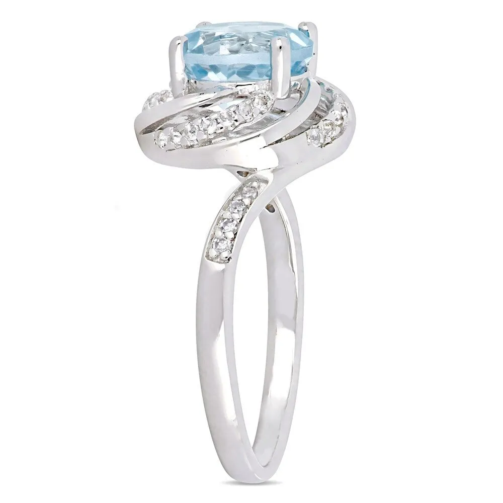Miadora Sterling Silver Sky-Blue Topaz White Topaz & Diamond Swirl Halo Ring sold by Zulily product image thumbnail 2