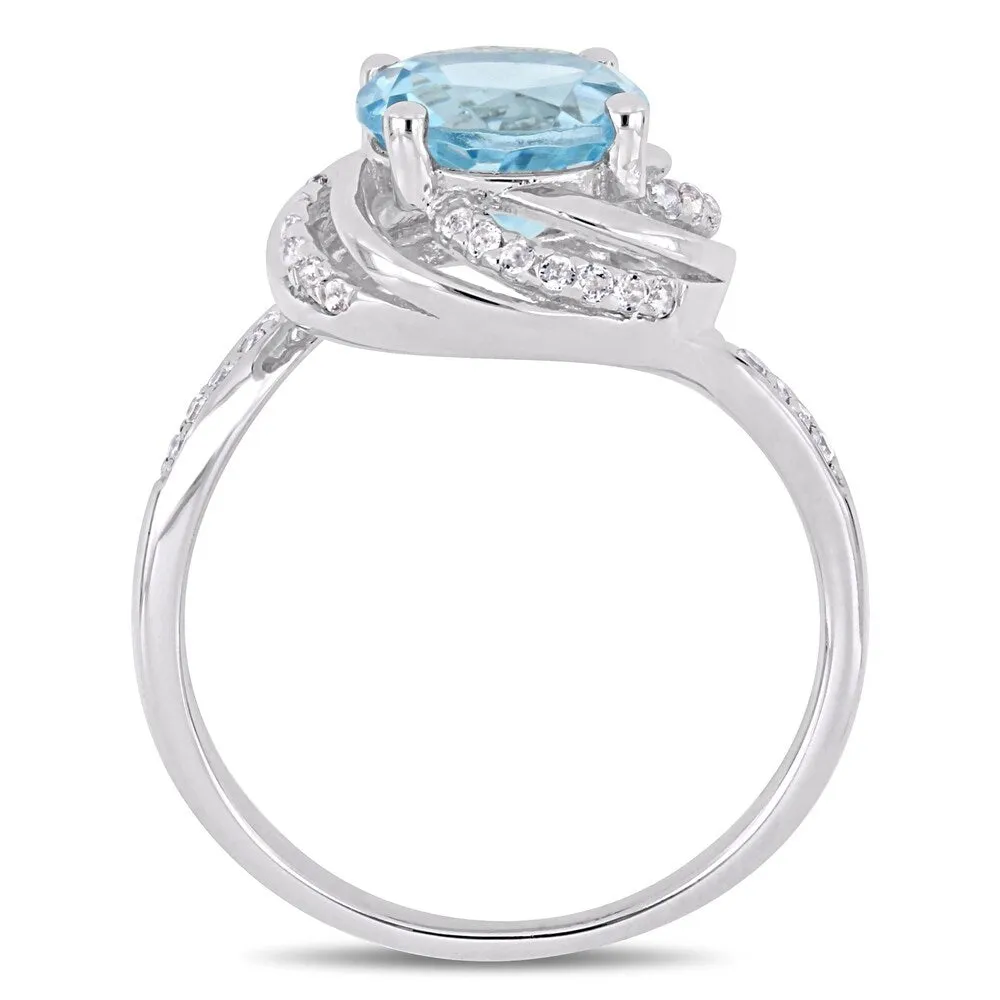 Miadora Sterling Silver Sky-Blue Topaz White Topaz & Diamond Swirl Halo Ring sold by Zulily product image thumbnail 3