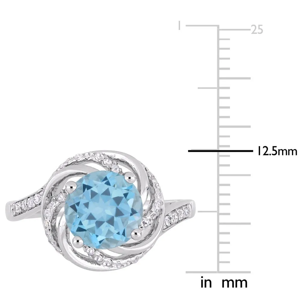Miadora Sterling Silver Sky-Blue Topaz White Topaz & Diamond Swirl Halo Ring sold by Zulily product image thumbnail 4