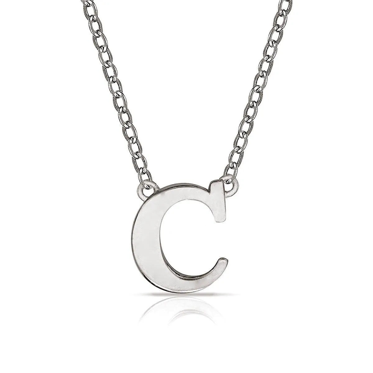Curata 14k White Gold 16" 6mm Delicate Polished Block Initial Pendant Necklace sold by Zulily product image thumbnail 2