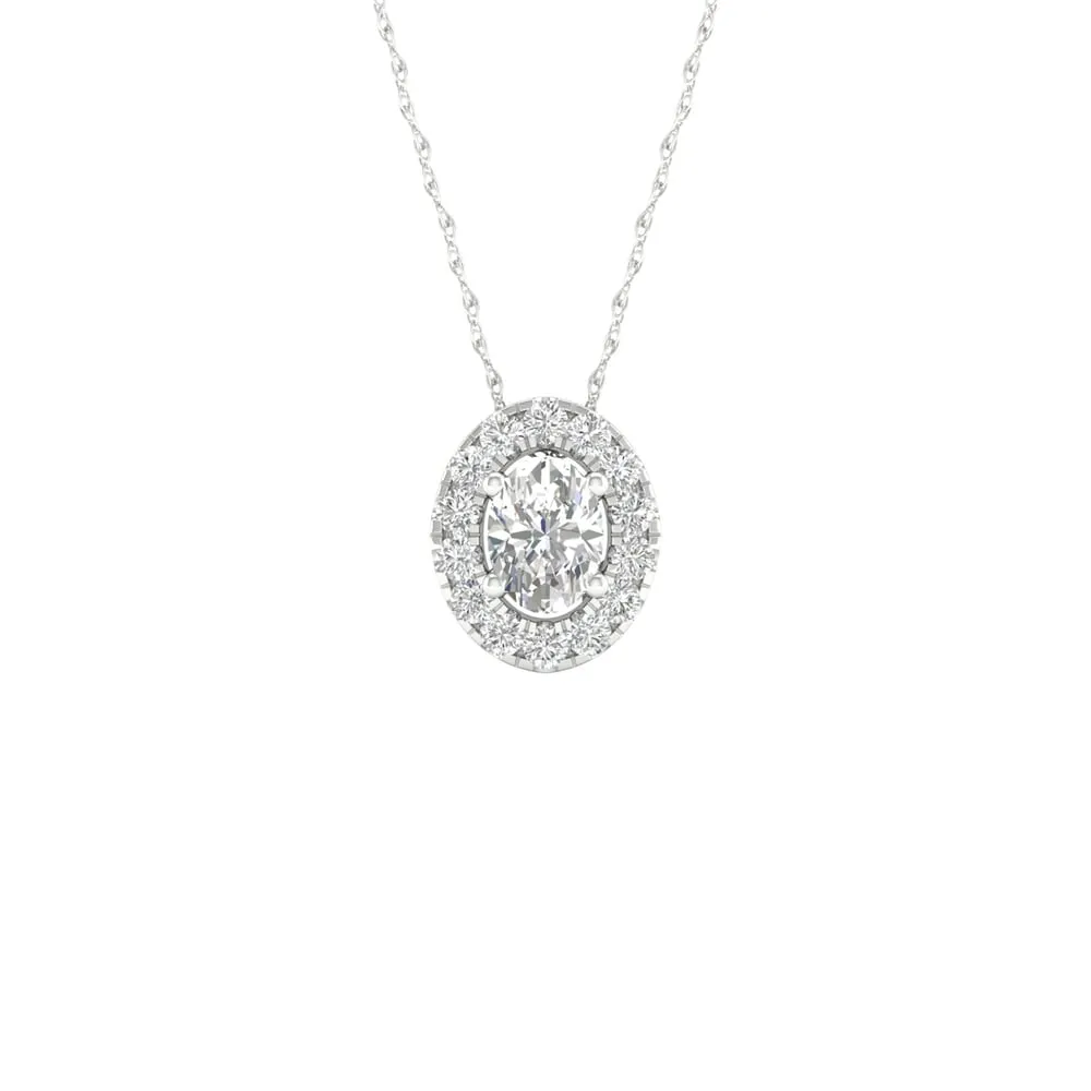 1/6ct TDW Oval Shape Diamond Halo Necklace in 10k Gold by De Couer sold by Zulily product image thumbnail 5