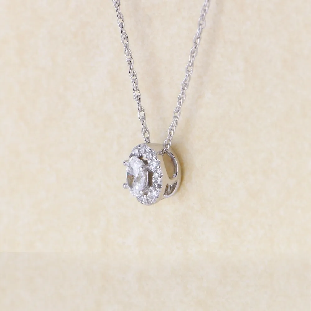 1/6ct TDW Oval Shape Diamond Halo Necklace in 10k Gold by De Couer sold by Zulily product image thumbnail 2