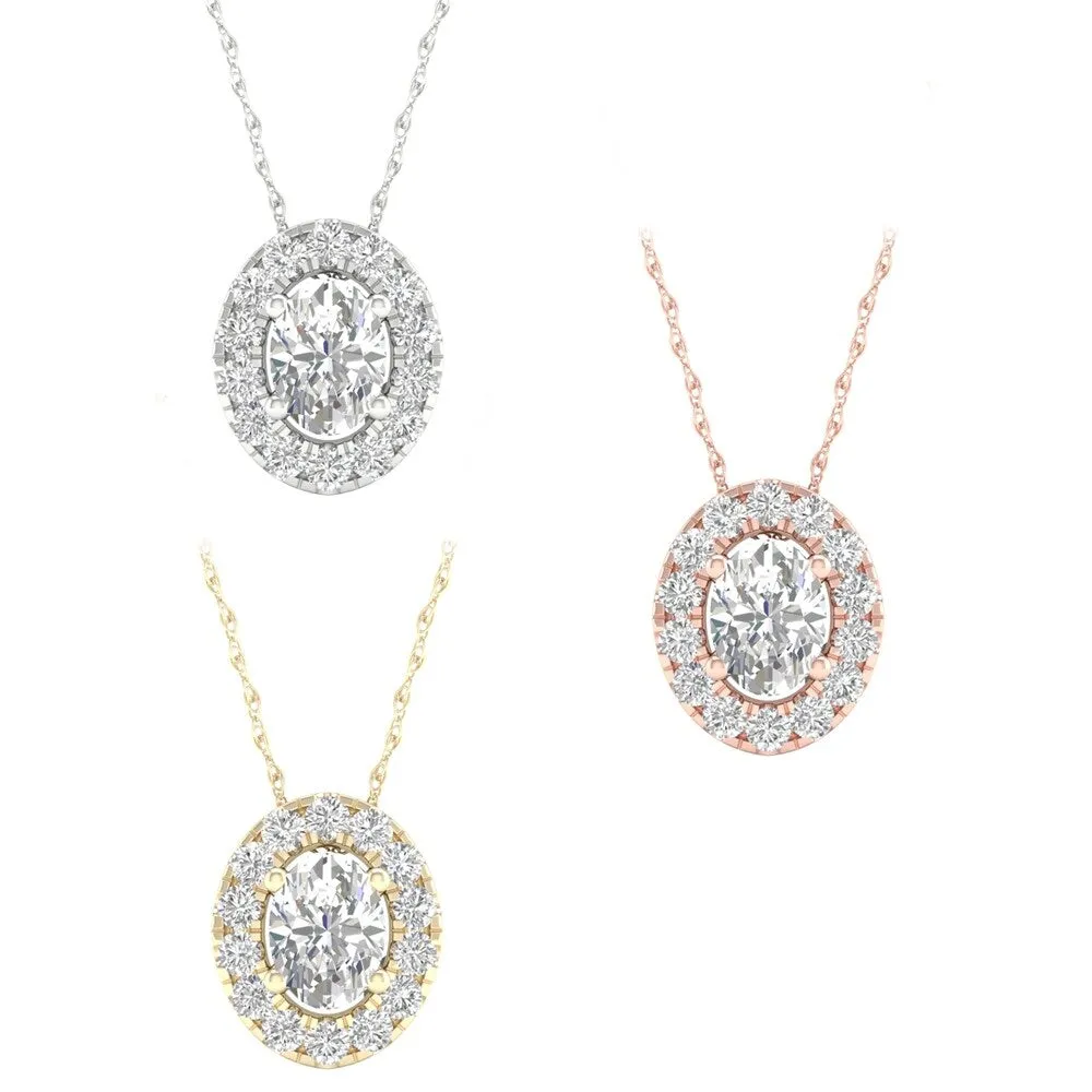 1/6ct TDW Oval Shape Diamond Halo Necklace in 10k Gold by De Couer sold by Zulily product image thumbnail 4