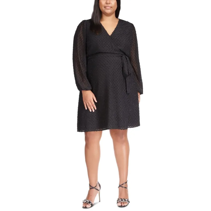 Michael Kors Women's Swiss Dot Wrap Style Dress Black Size 1X sold by Zulily