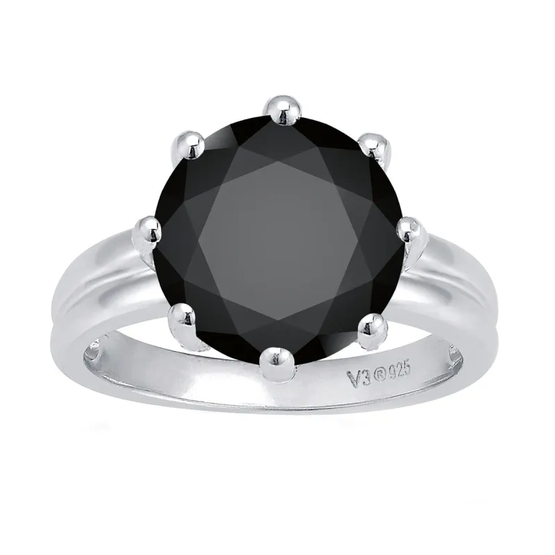 Sterling Silver with 4.75 CTTW Natural Black Diamond Solitaire Ring sold by Zulily