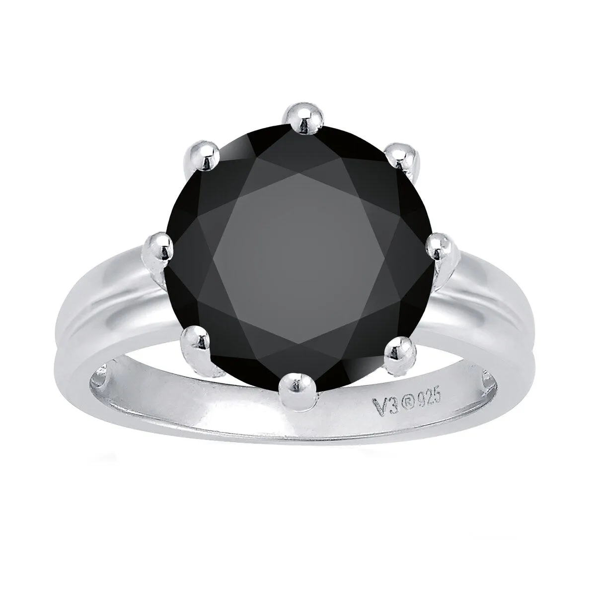 Sterling Silver with 4.75 CTTW Natural Black Diamond Solitaire Ring sold by Zulily