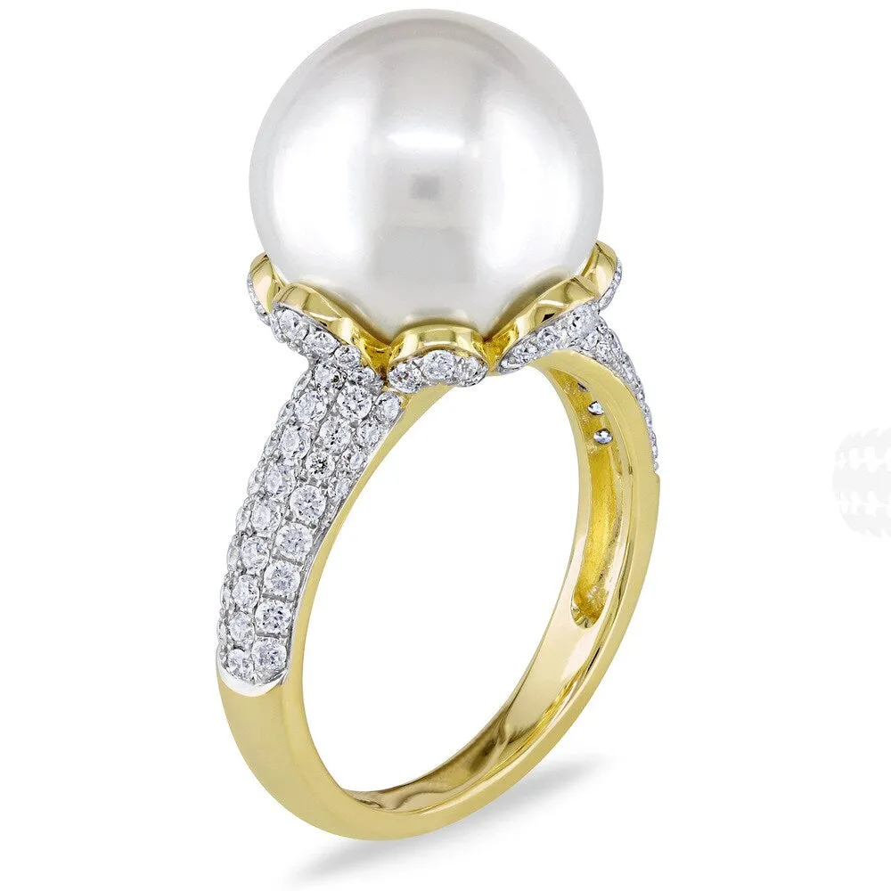 Miadora Signature Collection 14k Yellow Gold South Sea Pearl 3/4ct TDW Diamond Ring (G-H, SI1-SI2) sold by Zulily product image thumbnail 2