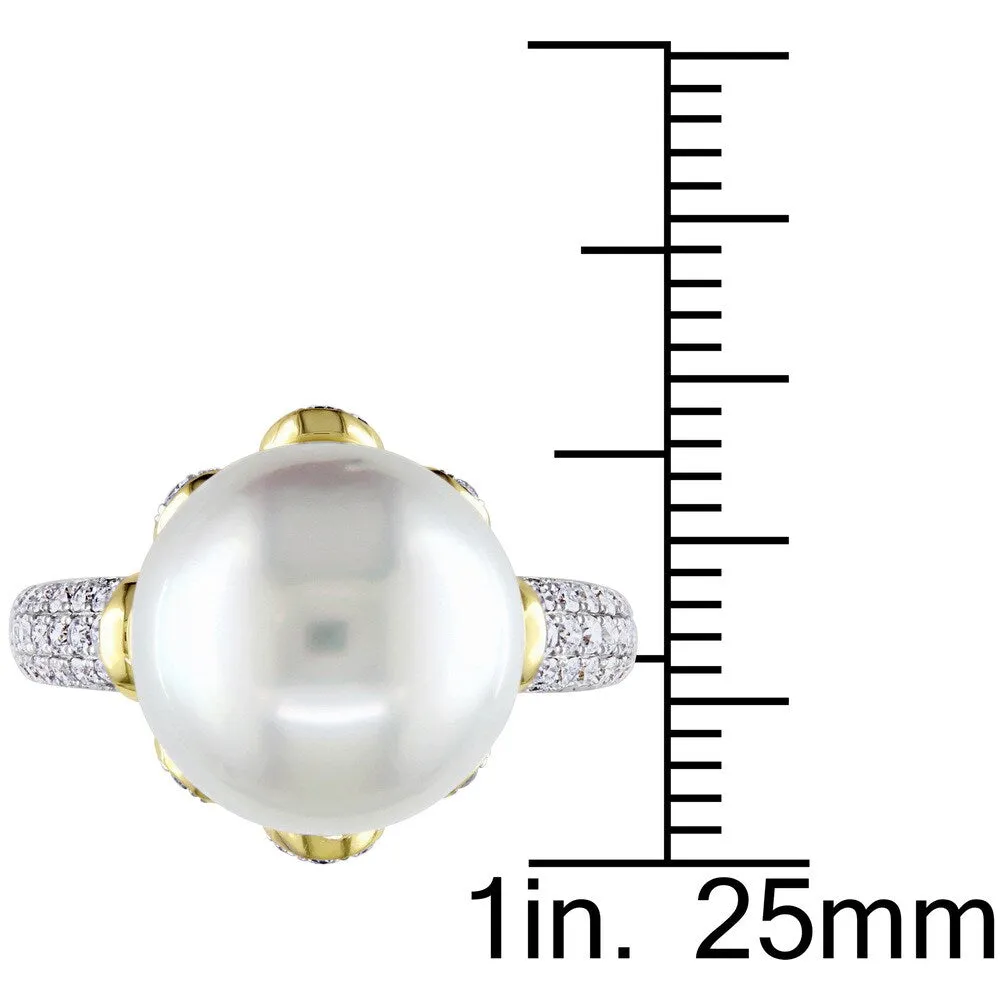 Miadora Signature Collection 14k Yellow Gold South Sea Pearl 3/4ct TDW Diamond Ring (G-H, SI1-SI2) sold by Zulily product image thumbnail 3