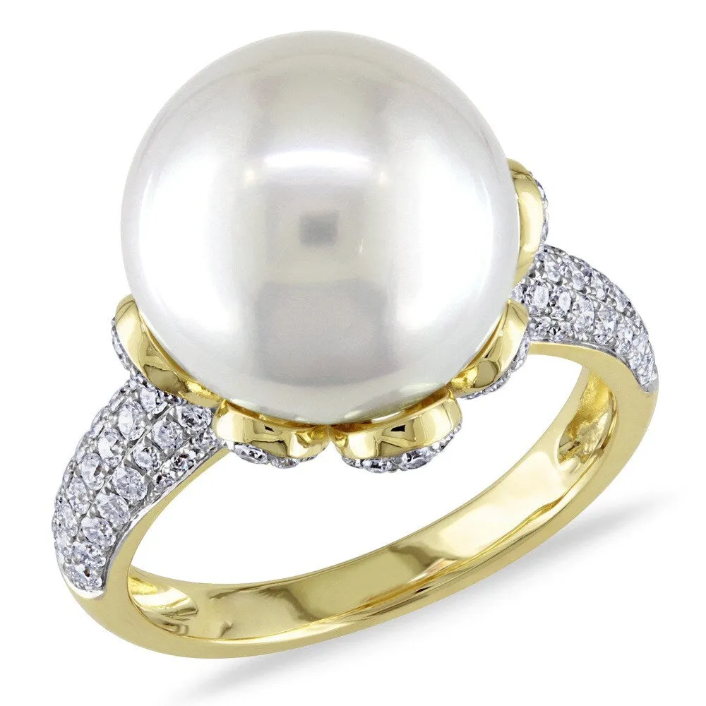 Miadora Signature Collection 14k Yellow Gold South Sea Pearl 3/4ct TDW Diamond Ring (G-H, SI1-SI2) sold by Zulily