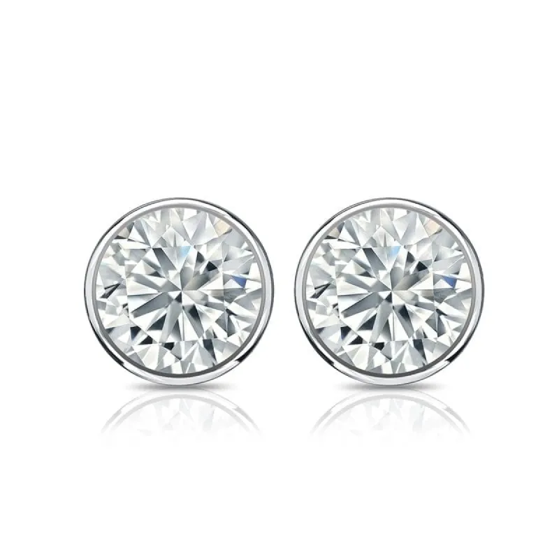 Auriya 3ctw Round Diamond Stud Earrings Bezel-set 18k Gold - Certified sold by Zulily