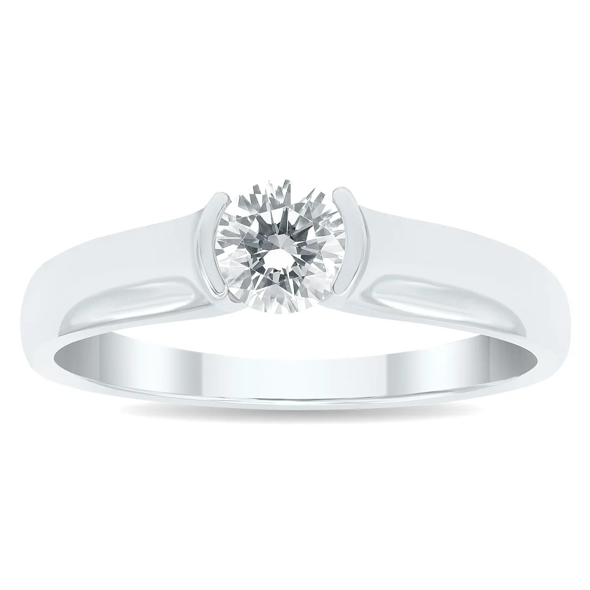 AGS Certified 3/4 Carat Half Bezel Diamond Solitaire Ring in 10K White Gold sold by Zulily