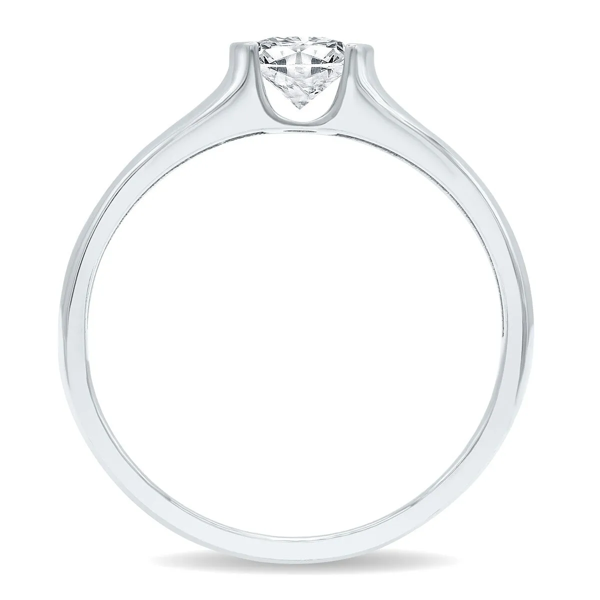 AGS Certified 3/4 Carat Half Bezel Diamond Solitaire Ring in 10K White Gold sold by Zulily product image thumbnail 3