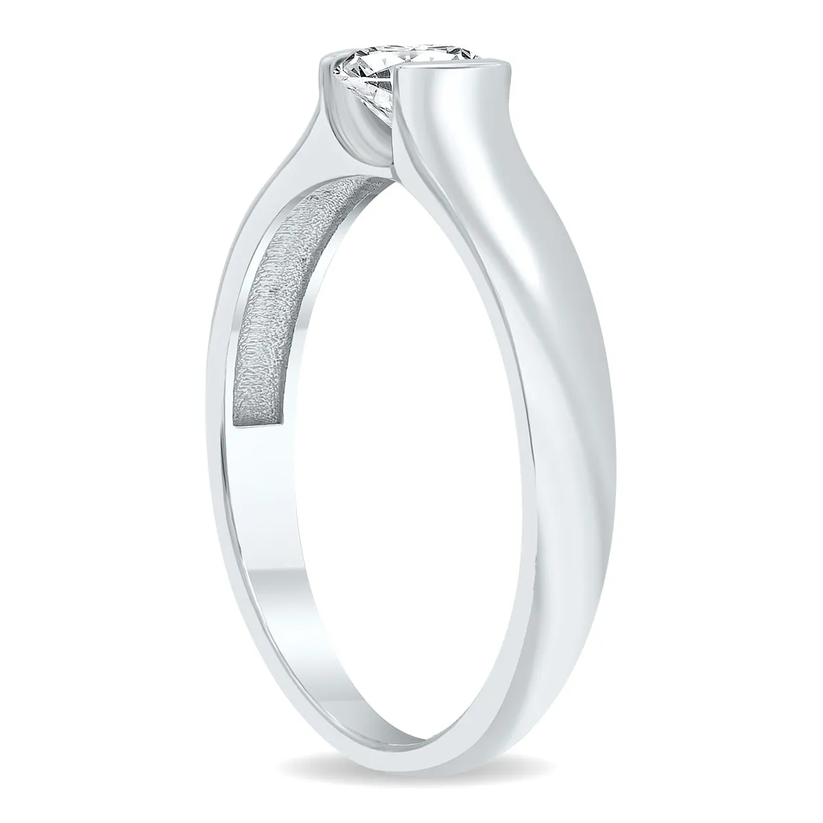 AGS Certified 3/4 Carat Half Bezel Diamond Solitaire Ring in 10K White Gold sold by Zulily product image thumbnail 2