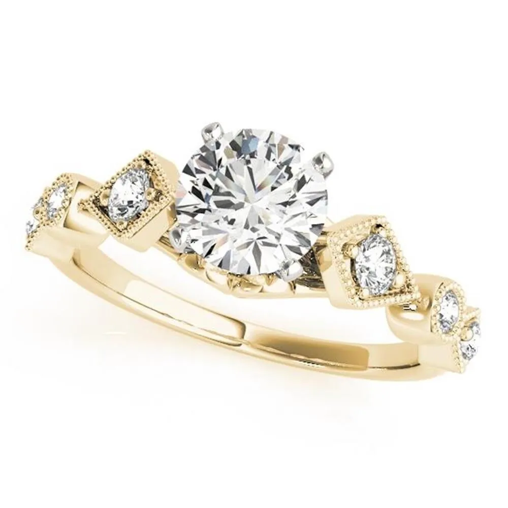 Auriya Vintage Round 1/2ct Moissanite and 1/6cttw Diamond Engagement Ring 14K Gold sold by Zulily product image thumbnail 2