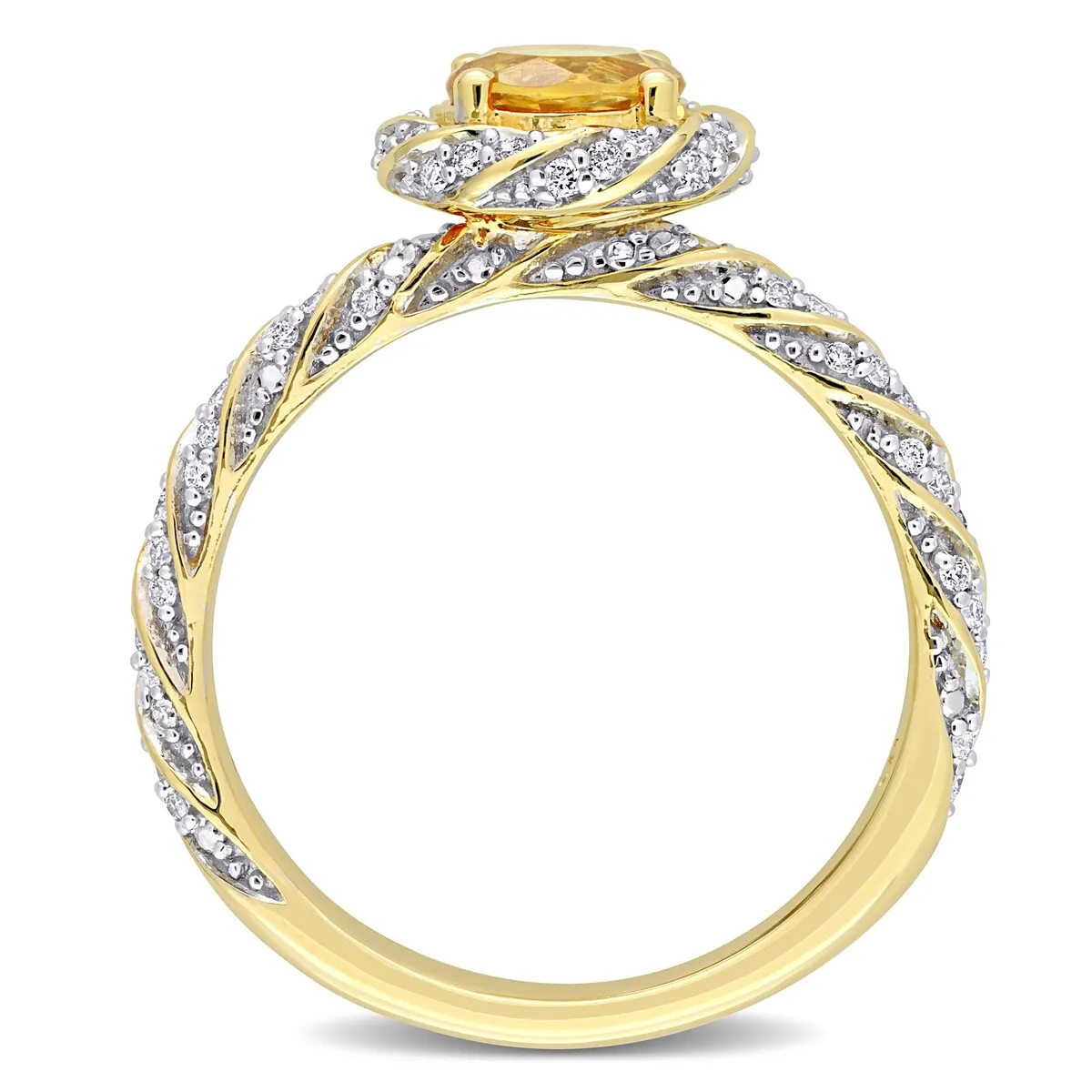 Miadora Citrine and 1/4ct TDW Diamond Swirl Halo Ring in 14k Yellow Gold sold by Zulily product image thumbnail 5