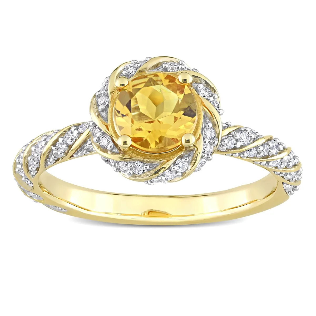 Miadora Citrine and 1/4ct TDW Diamond Swirl Halo Ring in 14k Yellow Gold sold by Zulily product image thumbnail 3