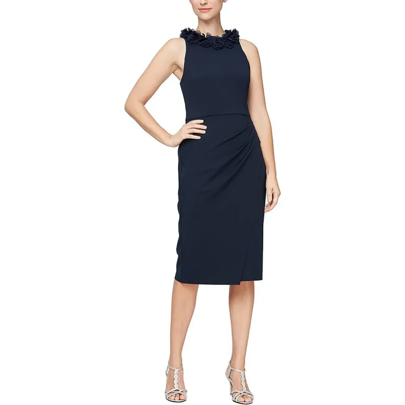 Alex Evenings Women's Floral Neck Sheath Dress Blue Size Small sold by Zulily
