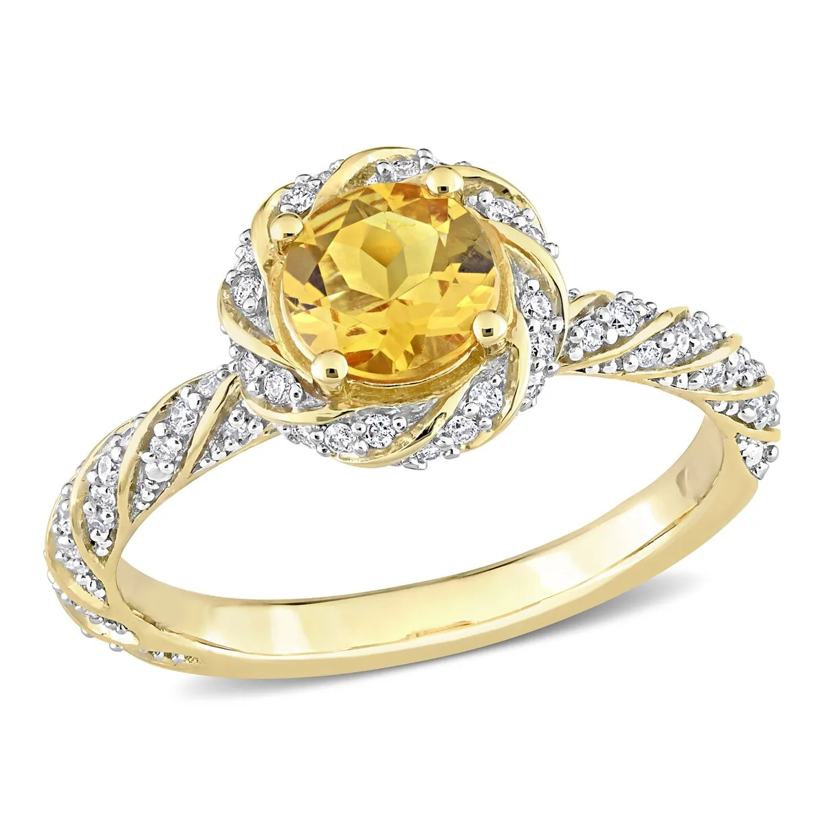 Miadora Citrine and 1/4ct TDW Diamond Swirl Halo Ring in 14k Yellow Gold sold by Zulily product image thumbnail 2