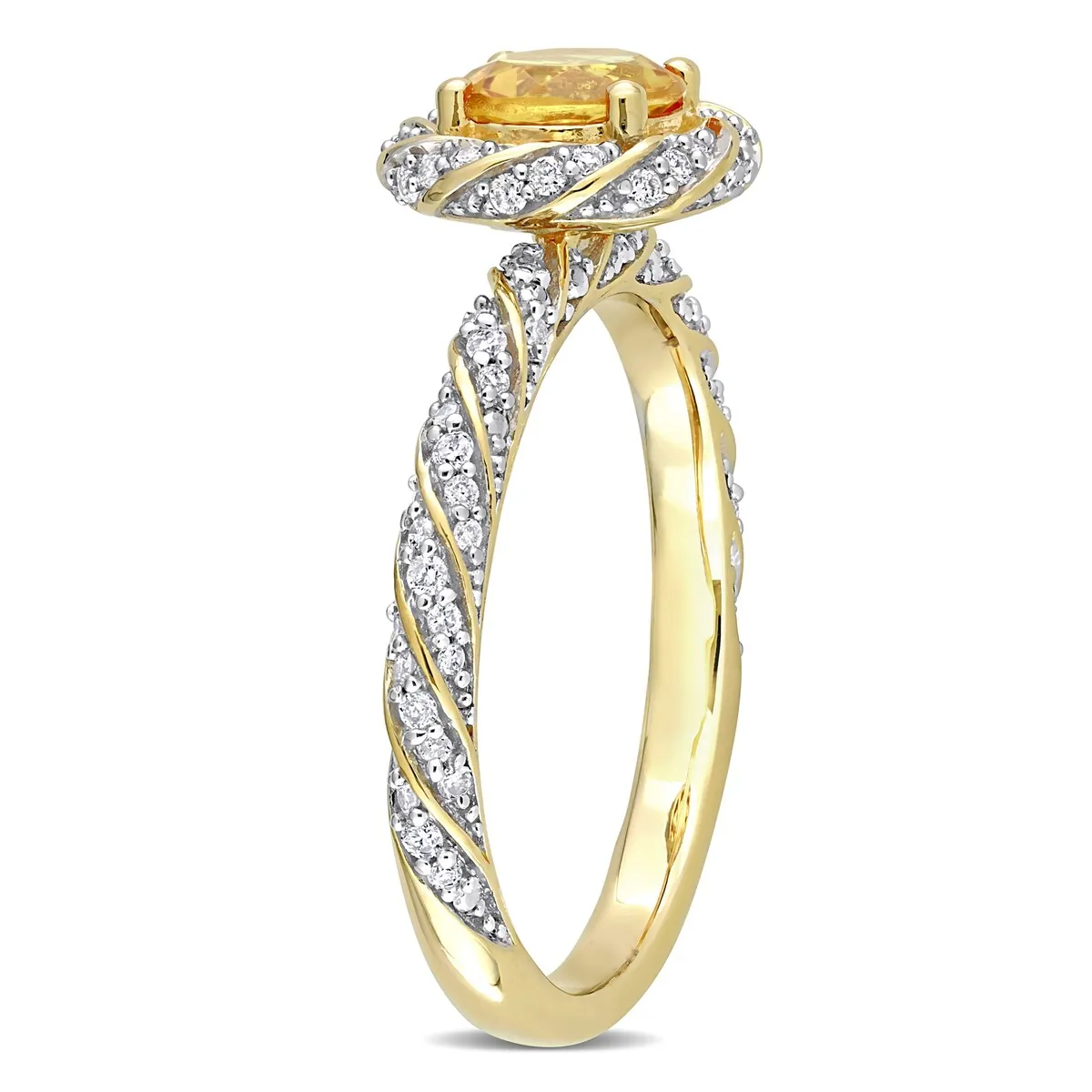 Miadora Citrine and 1/4ct TDW Diamond Swirl Halo Ring in 14k Yellow Gold sold by Zulily product image thumbnail 4