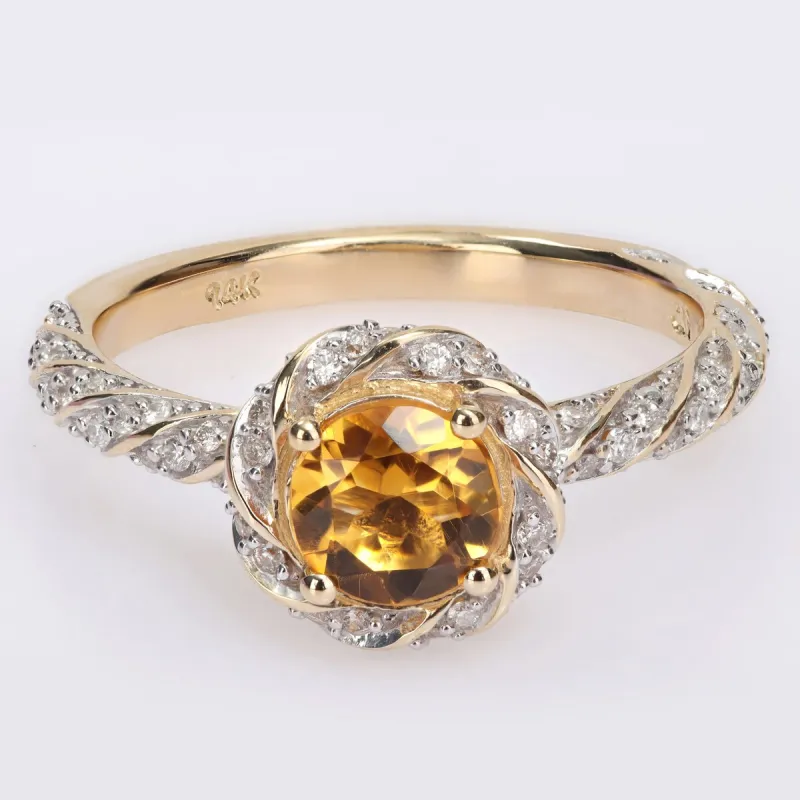 Miadora Citrine and 1/4ct TDW Diamond Swirl Halo Ring in 14k Yellow Gold sold by Zulily