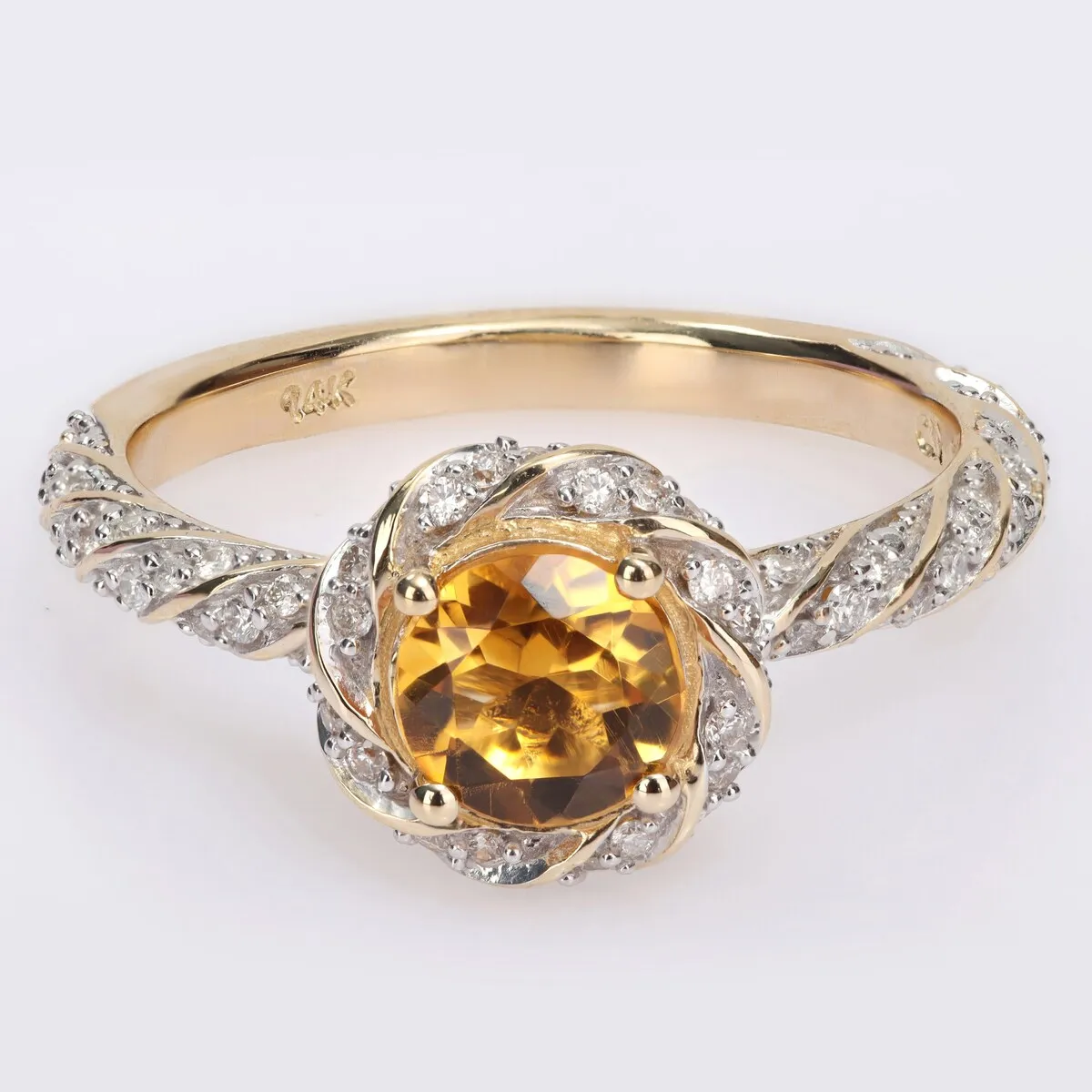 Miadora Citrine and 1/4ct TDW Diamond Swirl Halo Ring in 14k Yellow Gold sold by Zulily