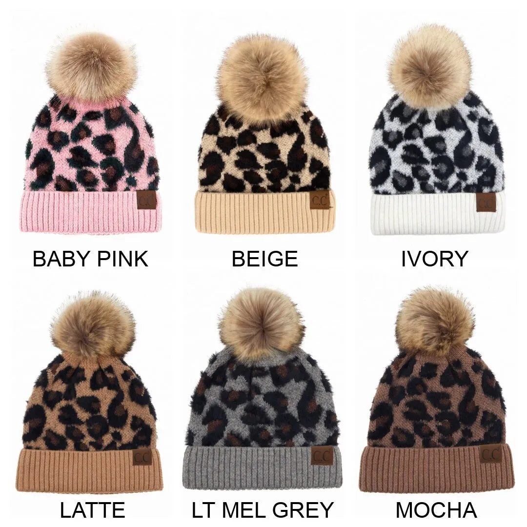 CC Women's Super Soft Leopard Pom Beanie Hats sold by Zulily product image thumbnail 3