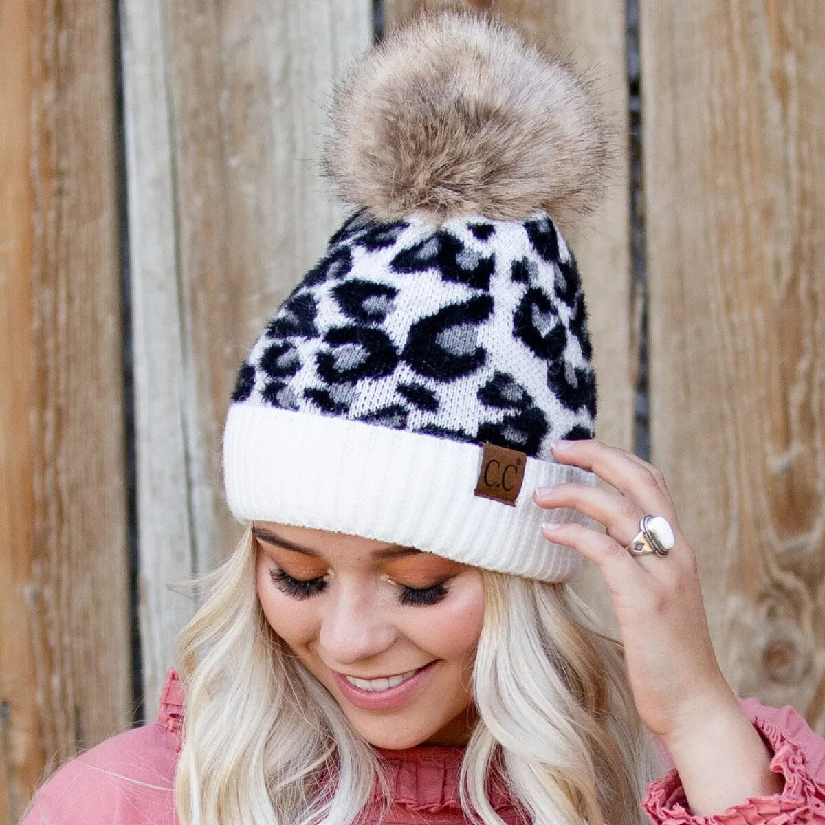 CC Women's Super Soft Leopard Pom Beanie Hats sold by Zulily product image thumbnail 2
