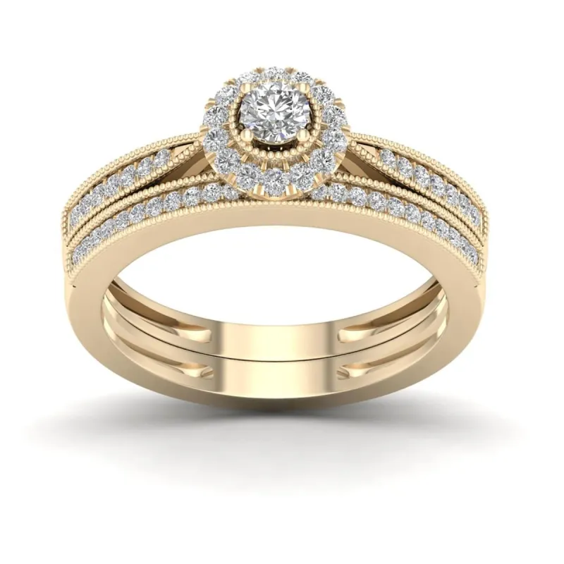 De Couer 1/3ct TDW Diamond Halo Bridal Set sold by Zulily