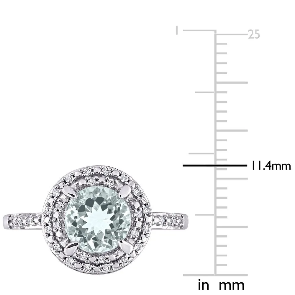 Miadora 10k White Gold Aquamarine and 1/10ct TDW Diamond Double Halo Engagement Ring sold by Zulily product image thumbnail 5