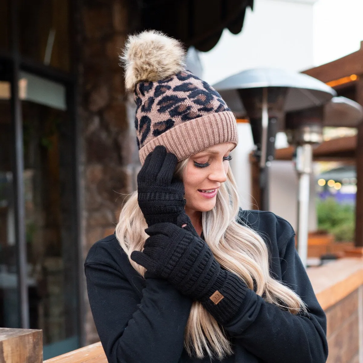 CC Women's Super Soft Leopard Pom Beanie Hats sold by Zulily product image thumbnail 4