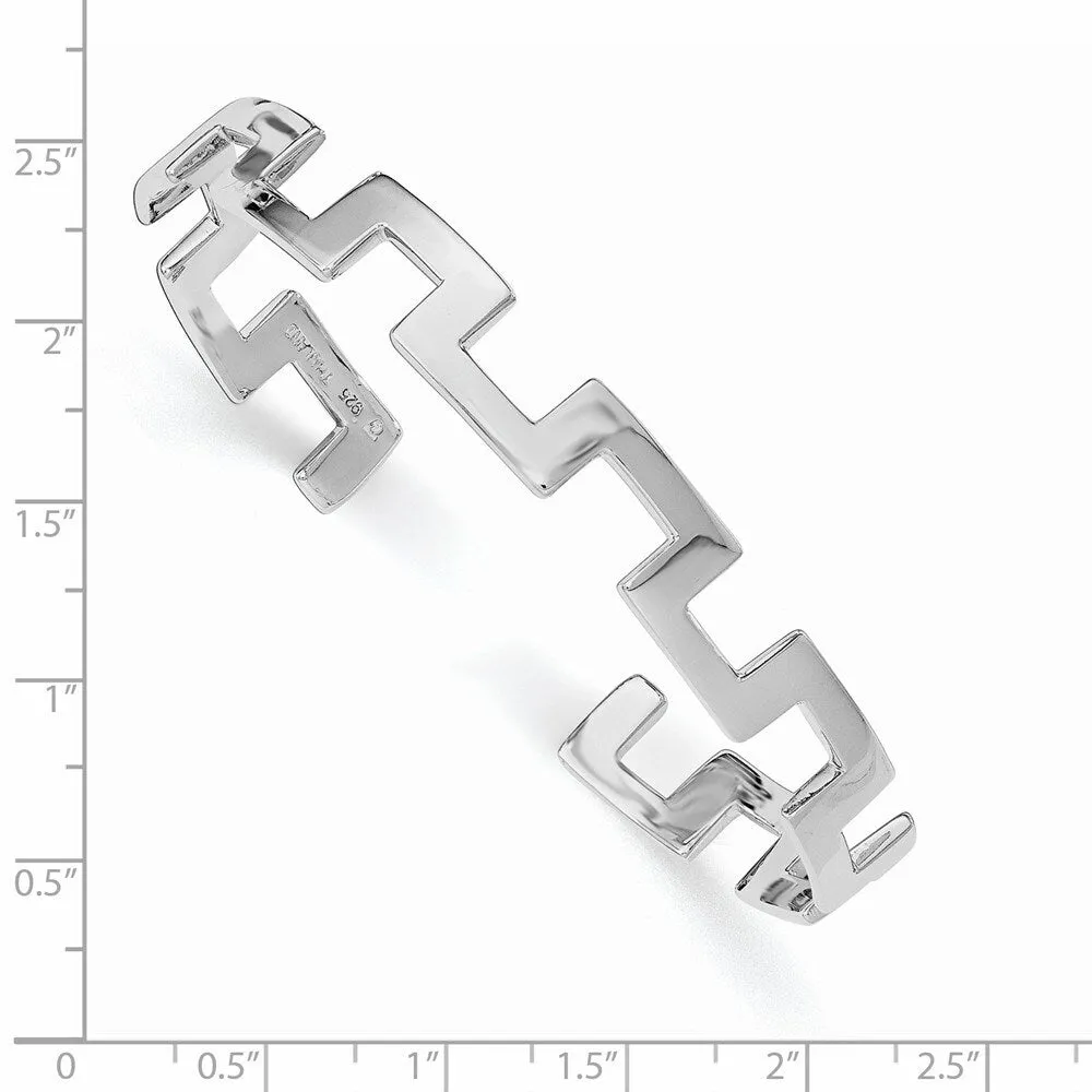 Curata 925 Sterling Silver Rhodium 8.75mm Polished Geometric Cuff Bangle Bracelet sold by Zulily product image thumbnail 2