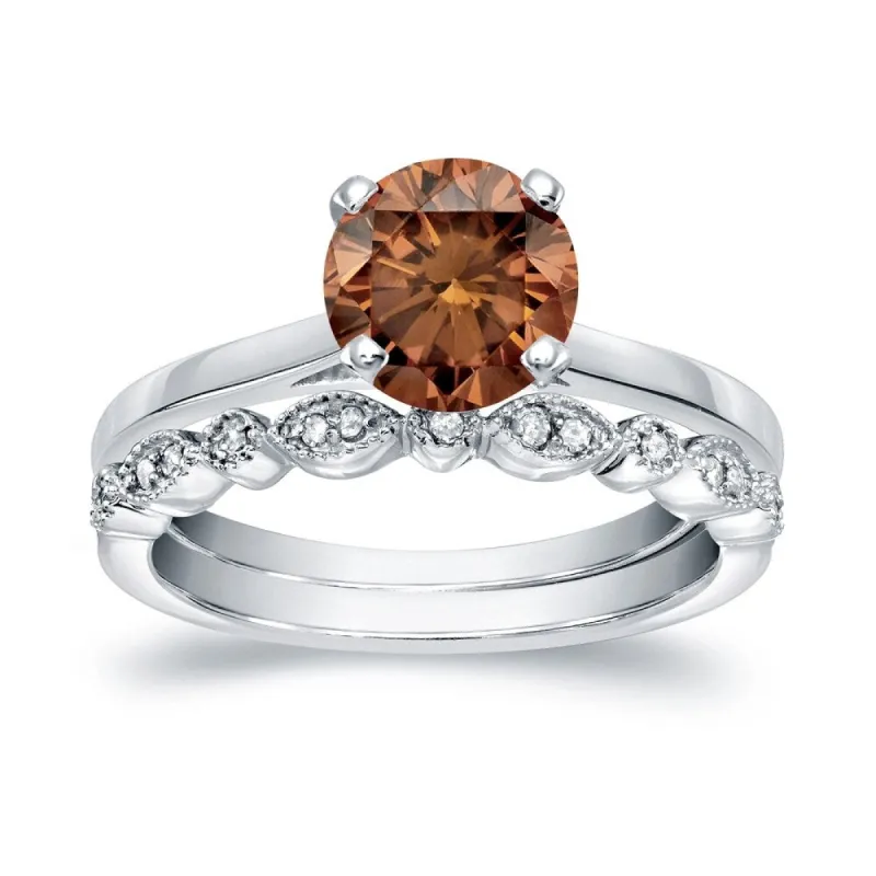 Auriya Vintage Stackable 1 1/6ctw Solitaire Brown Diamond Engagement Ring Set 14K Gold sold by Zulily