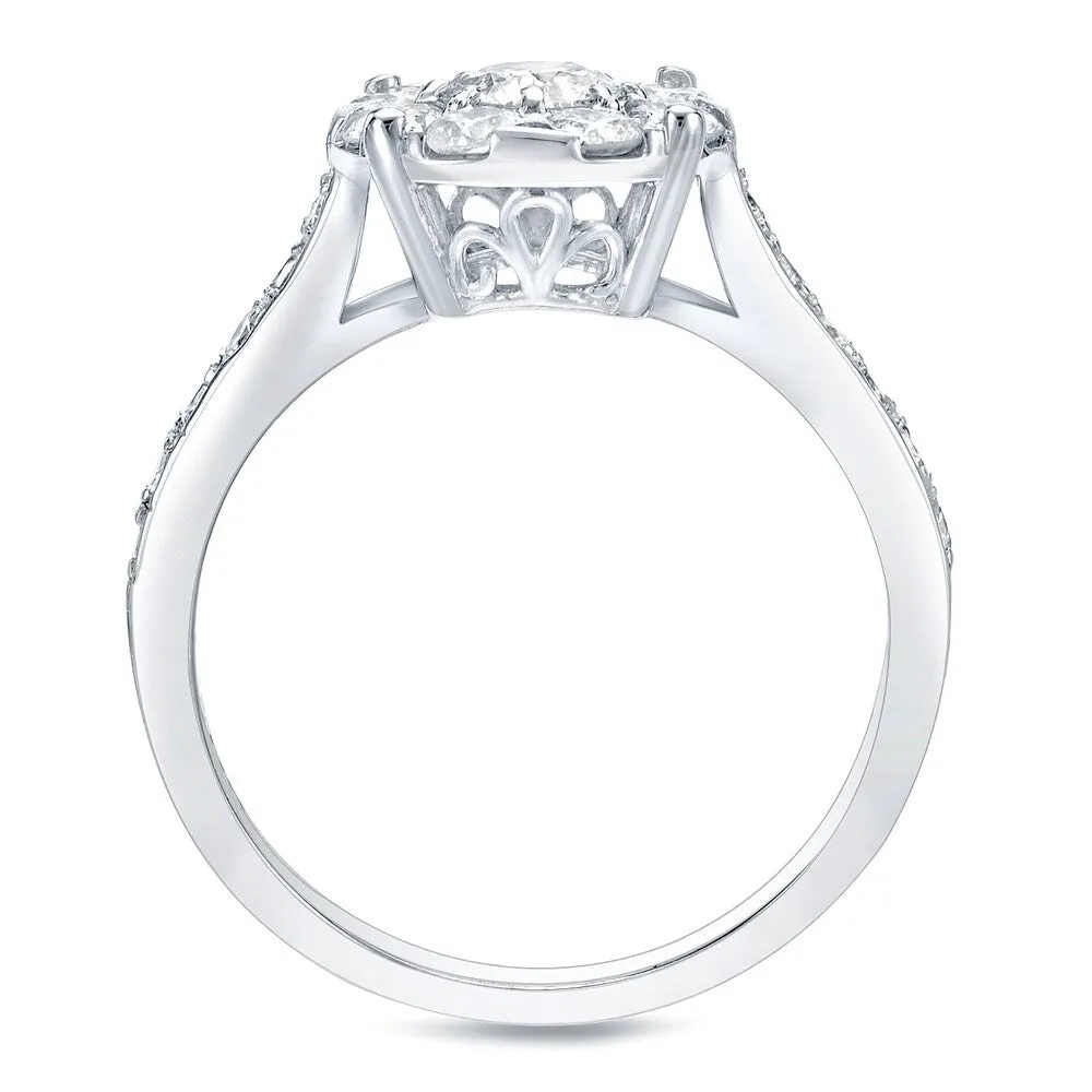 Auriya 14k Gold 1 3/5ctw Halo Diamond Engagement Ring Set sold by Zulily product image thumbnail 4